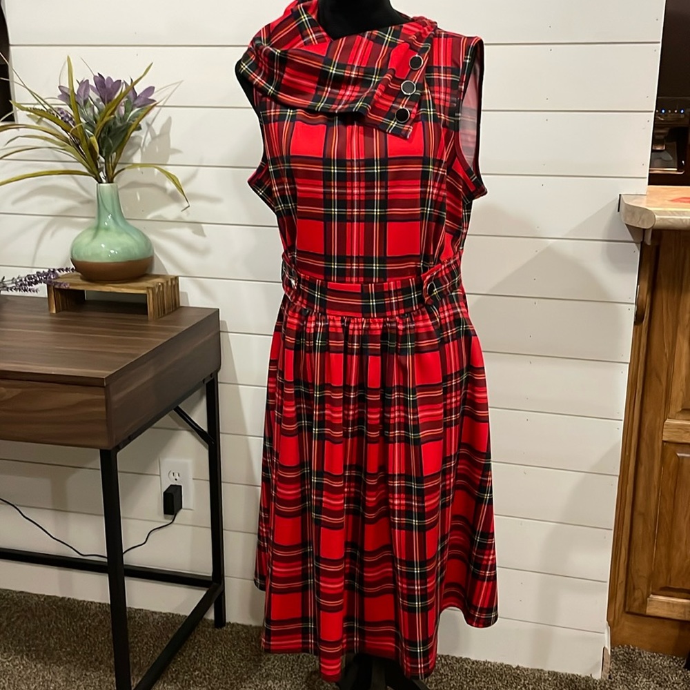 ModCloth Yellow Star dress plaid tartan 1X
